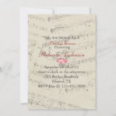 モダンでロマンチックな音楽はブライダルシャワーに注意します 招待状 (裏面)