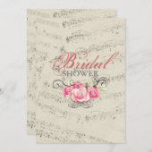 モダンでロマンチックな音楽はブライダルシャワーに注意します 招待状 (正面/裏面)