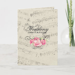 モダンでロマンチックなMusicnotes音楽結婚式 招待状
