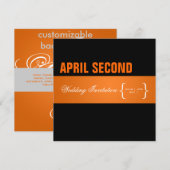 モダンで上品なオレンジ＋ブラック 招待状 (正面/裏面)