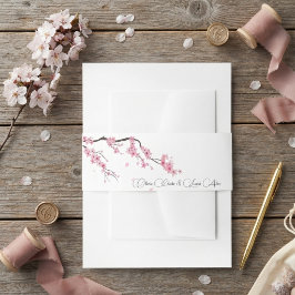 モダンで上品な桜のピンクの結婚式 招待状ベリーバンド