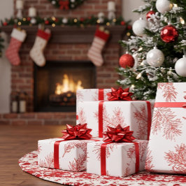モダンで上品な植物のクリスマスデザイン ラッピングペーパー
