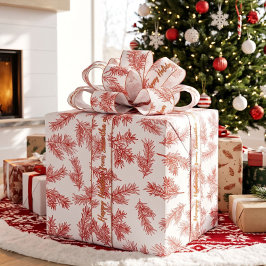 モダンで上品な植物のクリスマスデザイン 赤 白 グログランリボン