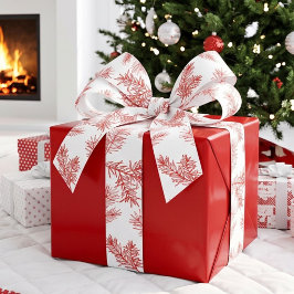 モダンで上品な植物のクリスマス 赤 白 グログランリボン