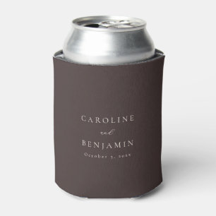 モダンで上品な秋のブラウン+カリグラフィー結婚式 缶クーラー