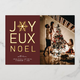 モダンで上品な箔押しクリスマスカード「Joyeux Noel」 箔招待状