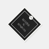 モダンで上品な黒と白の結婚式ナプキン スタンダードカクテルナプキン (角)