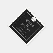 モダンで上品な黒と白の結婚式用ナプキン スタンダードカクテルナプキン (角)