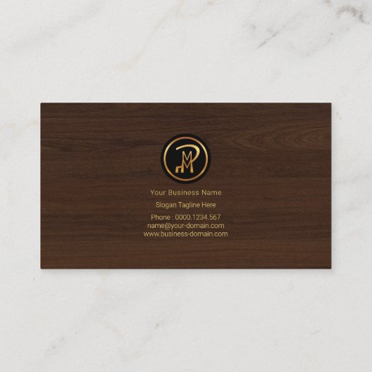 モダンで企業のなミニマリストの罰金の木製の穀物CEO 名刺 (裏面)