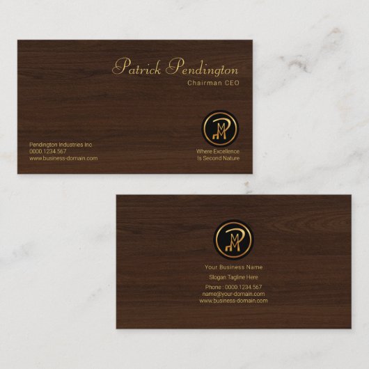モダンで企業のなミニマリストの罰金の木製の穀物CEO 名刺 (正面/裏面)