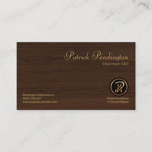 モダンで企業のなミニマリストの罰金の木製の穀物CEO 名刺 (正面)