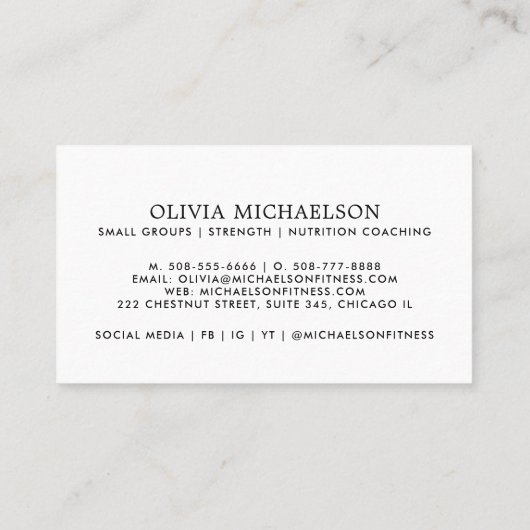 モダンで個人的なフィットネスのトレーナーのフィットネス装置 名刺 (裏面)