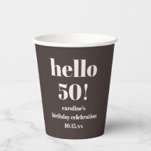 モダンで個性的なアースブラウンの50歳の誕生日カスタムデザイン