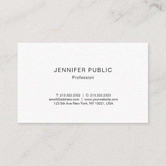 モダンで創造的なデザインの金ゴールドの白のプロフェッショナル 名刺 (裏面)