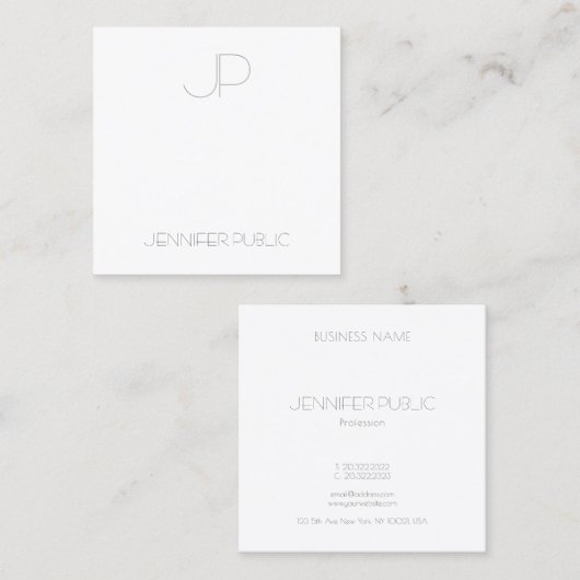 モダンで創造的なモノグラムのシンプルでシックなテンプレート スクエア名刺 (正面/裏面)