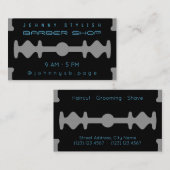 モダンで単調なかみそりの刃のインスパイア一見の黒 名刺 (正面/裏面)