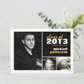 モダンで及びはっきりしたな3つの写真の卒業の発表 招待状 (スタンド正面)