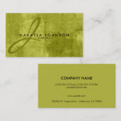 モダンで及びエレガントなモノグラムのライムグリーンのプロフェッショナル 名刺 (正面/裏面)