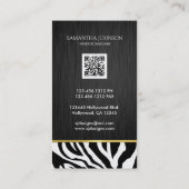 モダンで及びエレガントな黒及び金ゴールドのシマウマは縞で飾ります 名刺 (裏面)