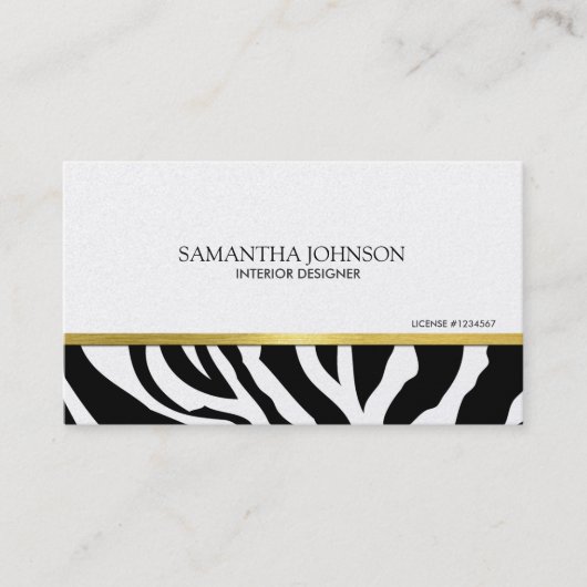 モダンで及びエレガントな黒及び金ゴールドのシマウマは縞で飾ります 名刺 (正面)