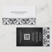 モダンで及びエレガントな黒及び金ゴールドのヴィンテージのダマスク織 名刺 (正面/裏面)