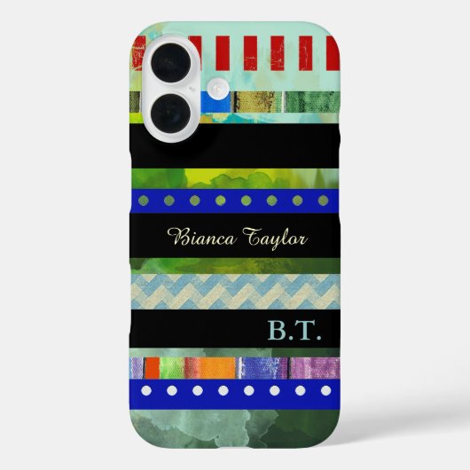 モダンで及びスタイリッシュなストライプ及び名前をカスタムする Case-Mate iPhoneケース (裏面)
