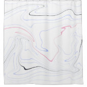 モダンで及びミニマルなピンク、黒く、青、白い大理石 シャワーカーテン (正面)