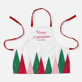 モダンで可愛いカラフルなクリスマスツリーの子供たち エプロン