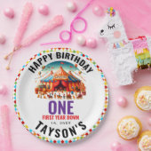 モダンで可愛いサーカスカーニバル1歳の誕生日 ペーパープレート (パーティー)