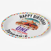モダンで可愛いサーカスカーニバル1歳の誕生日 ペーパープレート (アングル)