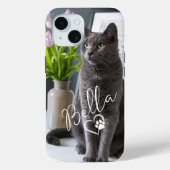 モダンで可愛いペットの写真と名前入りハートパウデザイン Case-Mate iPhoneケース (裏面)