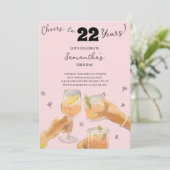 モダンで可愛らしい22歳の誕生日パーティー 招待状 (スタンド正面)