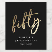 モダンで大胆なゴールドタイプの50歳の誕生日パーティー ワインラベル (シングルラベル)