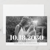 モダンで大胆なシンプルなミニマルウェディング セーブザデート (正面/裏面)