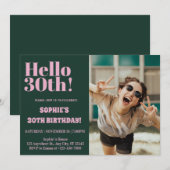 モダンで大胆なタイポグラフィの30歳の誕生日フォトパーティー 招待状 (正面/裏面)