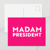 モダンで大胆なタイポグラフィーのホットピンク「Madam President」 ポストカード (正面/裏面)