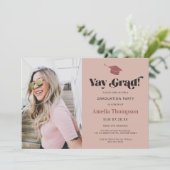 モダンで大胆なピンクの写真 卒業パーティー 招待状 (スタンド正面)