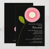 モダンで大胆なピンクの花のブライダルシャワー招待状 招待状 (正面/裏面)