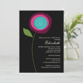 モダンで大胆なピンクの花のブライダルシャワー招待状 招待状 (スタンド正面)