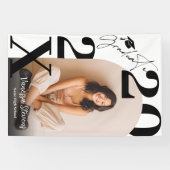 モダンで大胆なブラックとホワイトの写真 卒業式 横断幕 (横)