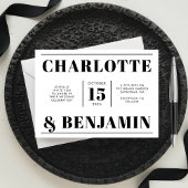 モダンで大胆なブラック&ホワイトの水平ウェディング 招待状