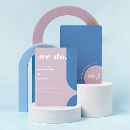 モダンで大胆なブルーとパープルのレトロ抽象 招待状