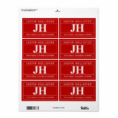 モダンで大胆なプロフェッショナル | 赤と白の出荷ラベル ラベル (フルシート)