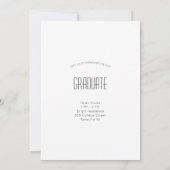 モダンで大胆なミニマリストの卒業発表キャップの投稿 招待状 (裏面)