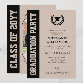 モダンで大胆なミニマルな卒業写真 招待状
