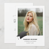 モダンで大胆なミニマル主義の卒業発表キャップの投稿 招待状 (正面/裏面)