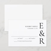 モダンで大胆なモノグラムのミニマリスト結婚式 出欠カード (正面/裏面)