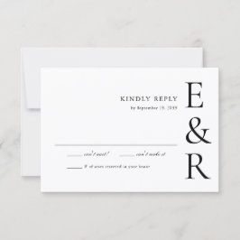モダンで大胆なモノグラムのミニマリスト結婚式 出欠カード