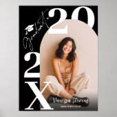モダンで大胆な白と黒のトレンディな卒業写真 ポスター (正面)