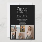 モダンで大胆な白と黒のトレンディな6枚の写真の卒業パーティー 招待状 (裏面)